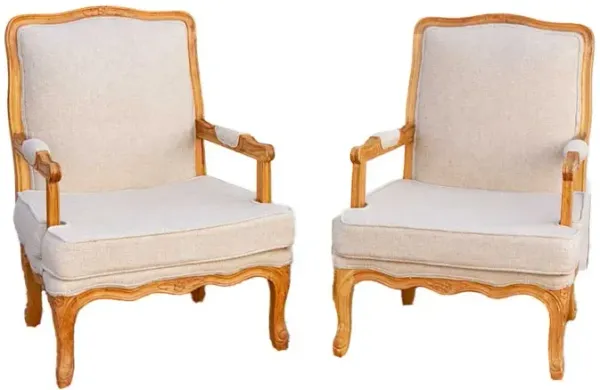 Pair of French Upholstered Arm Chair - de-cor
