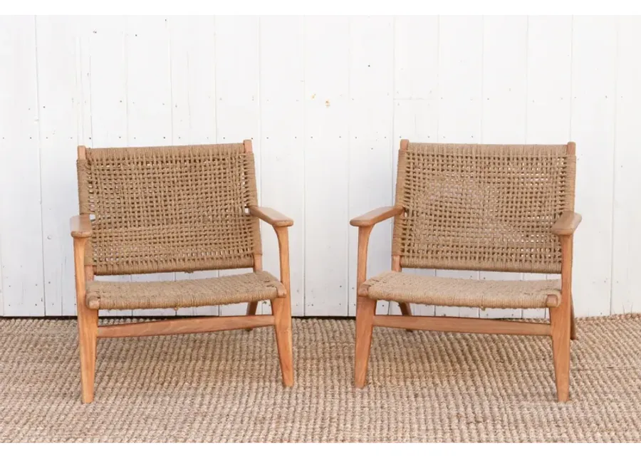 Pair of Mid-Century Style Jute Armchairs - Comfortable, Sturdy, Durable