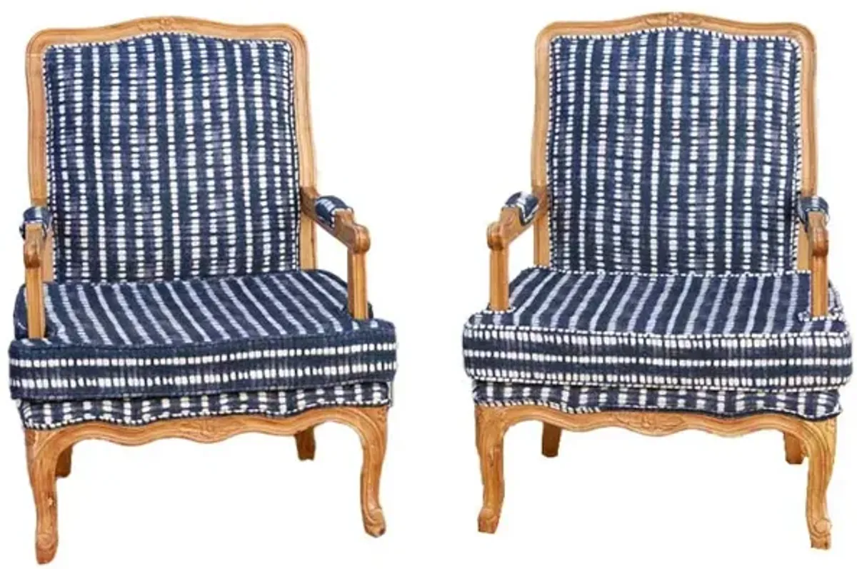 Pair of Fine French Indigo Chairs - de-cor