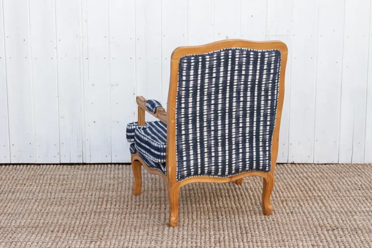 French Bleached Wood Indigo Chair