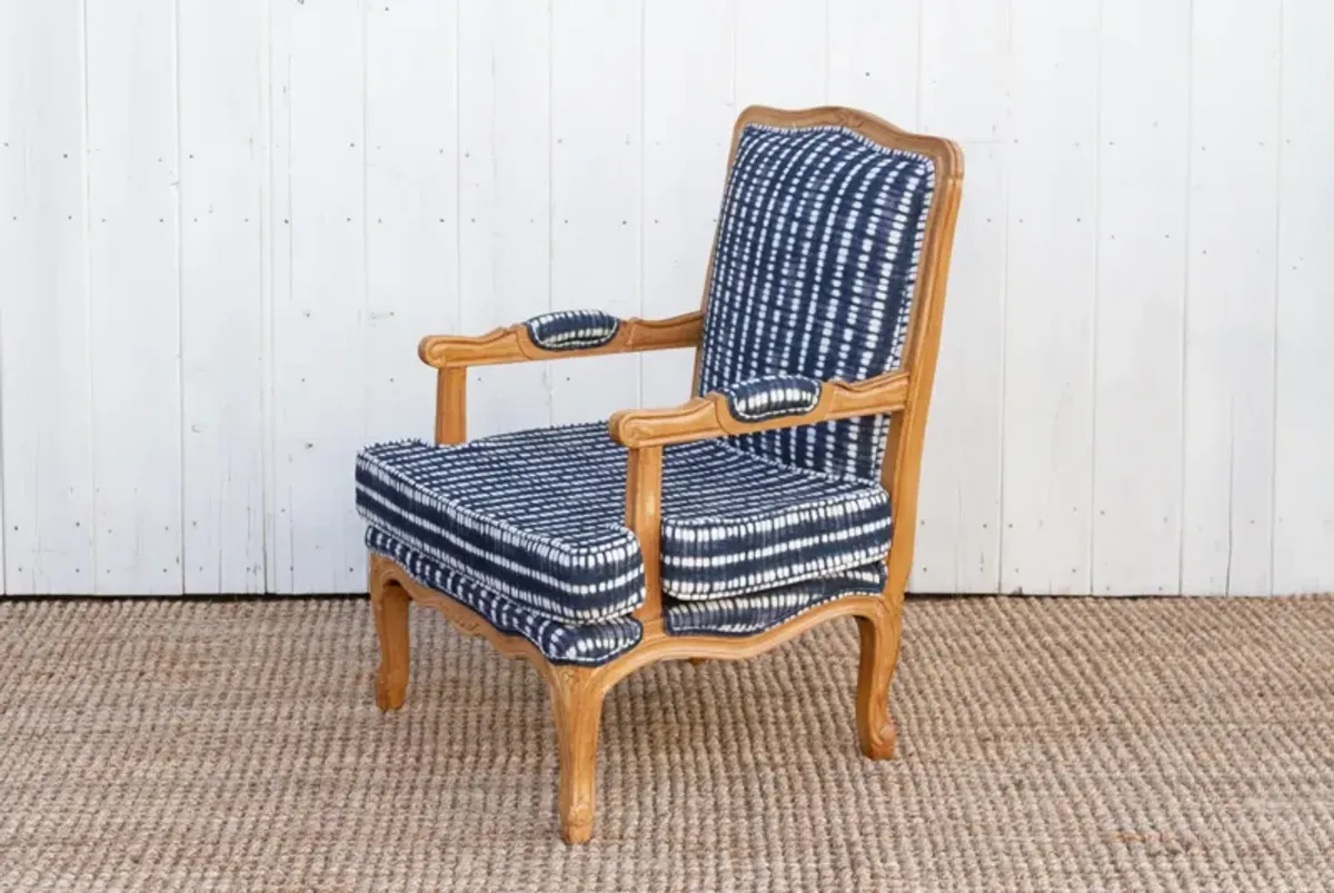 French Bleached Wood Indigo Chair