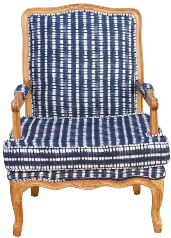 French Bleached Wood Indigo Chair - de-cor