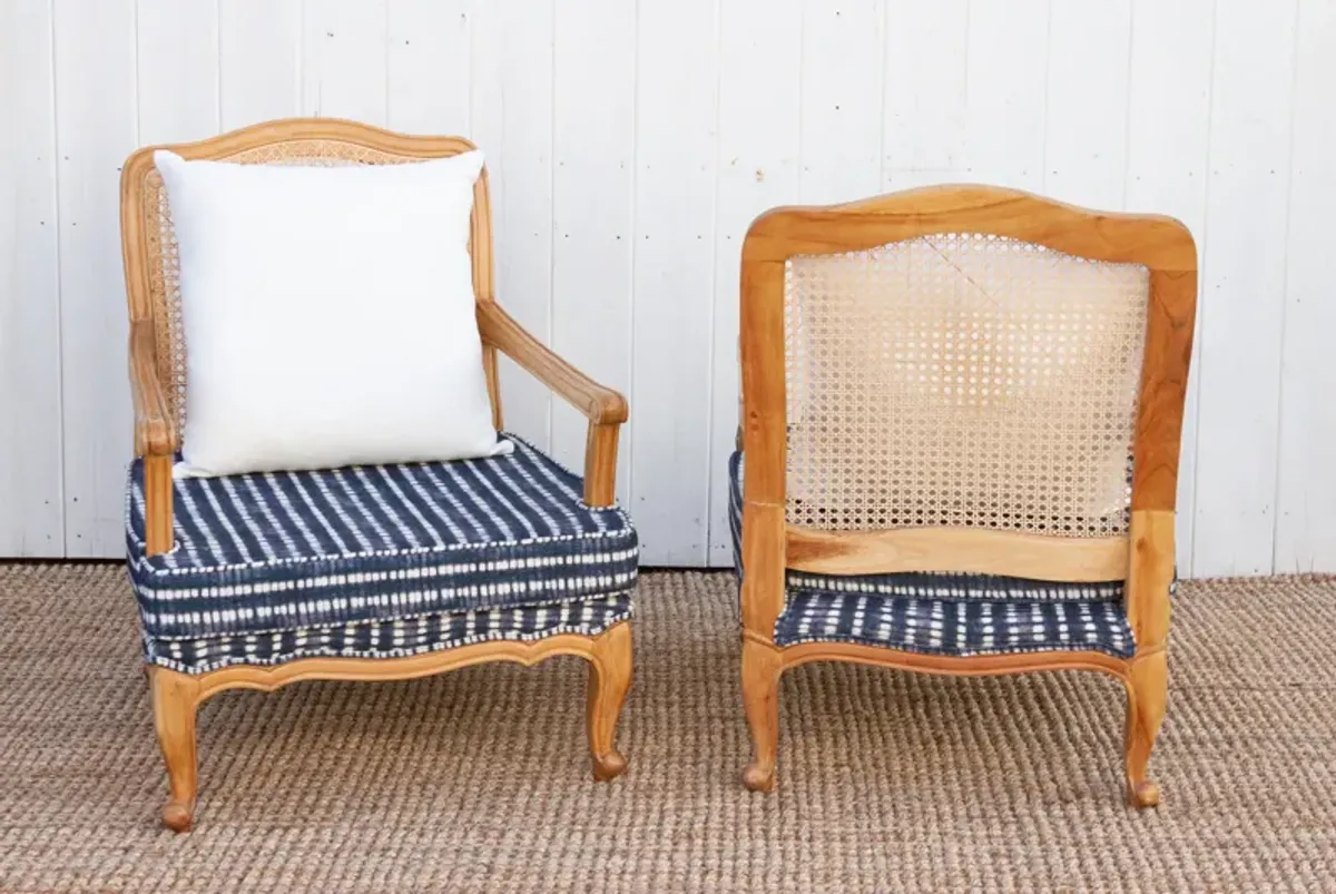 Pair of Cane Indigo Provincial Armchairs - de-cor - Comfortable, Sturdy, Durable