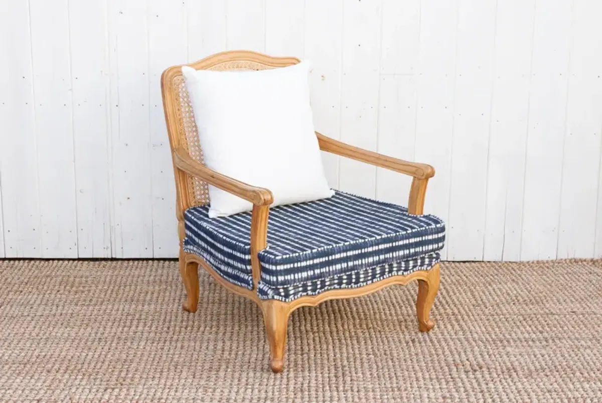 Provincial Cane with Indigo Seat Chair - de-cor