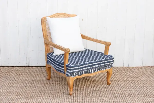 Provincial Cane with Indigo Seat Chair - de-cor