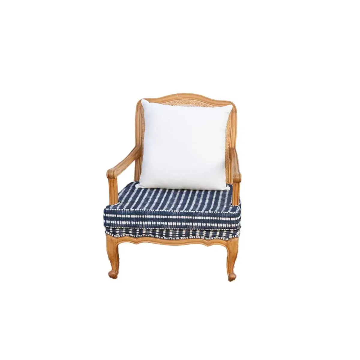 Provincial Cane with Indigo Seat Chair - de-cor