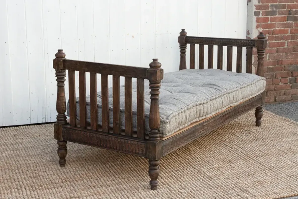 Espresso Brown Carved Indian Sofa Daybed