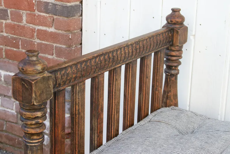 Espresso Brown Carved Indian Sofa Daybed