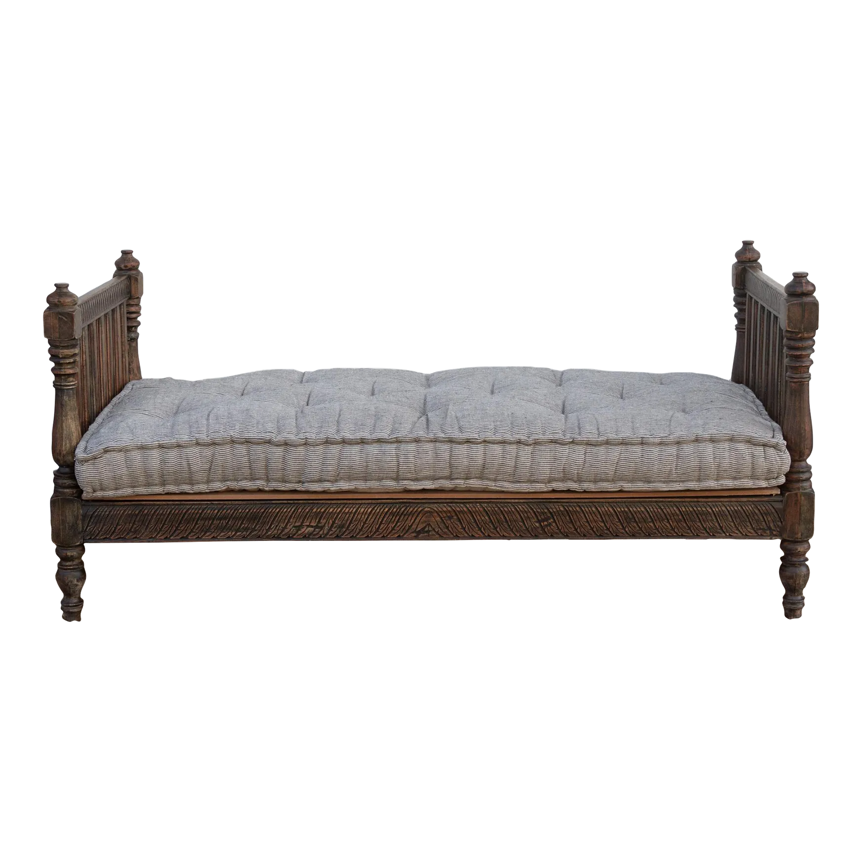 Espresso Brown Carved Indian Sofa Daybed