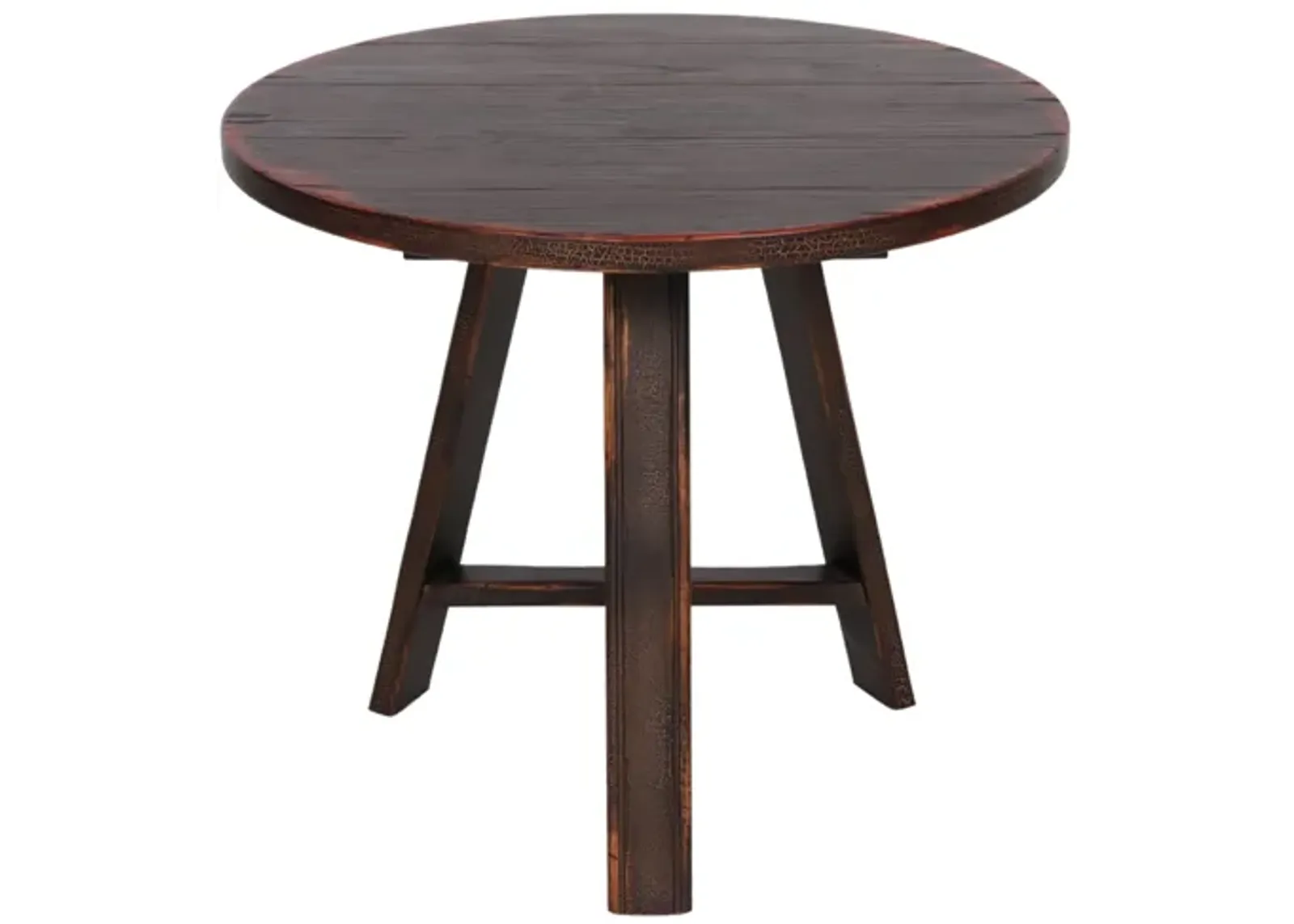 Round Plank Wood Accent Table - Brown - 30" W x 26" H