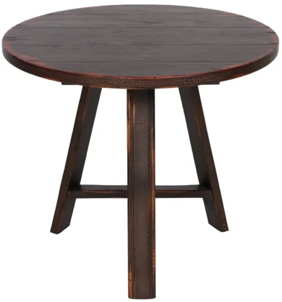 Round Plank Wood Accent Table - Brown - 30" W x 26" H