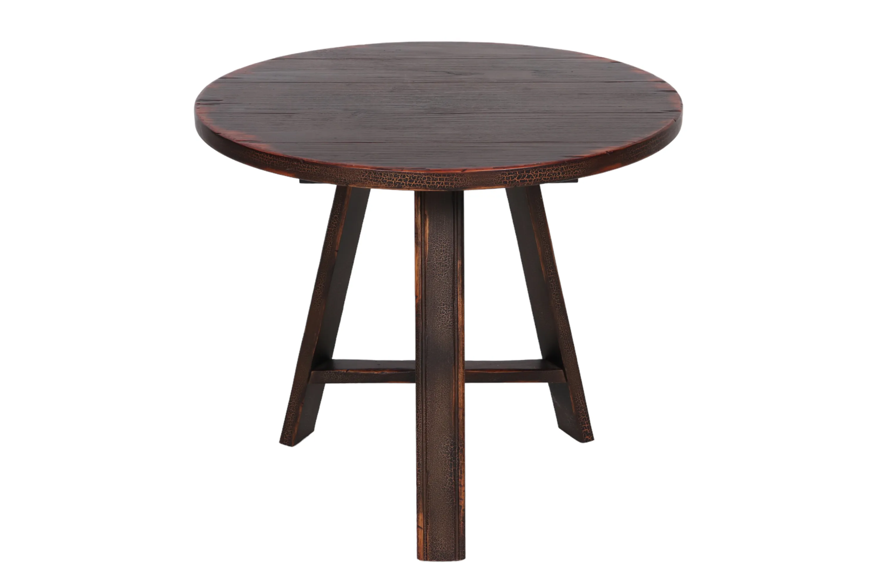 Round Plank Wood Accent Table - Brown - 30" W x 26" H