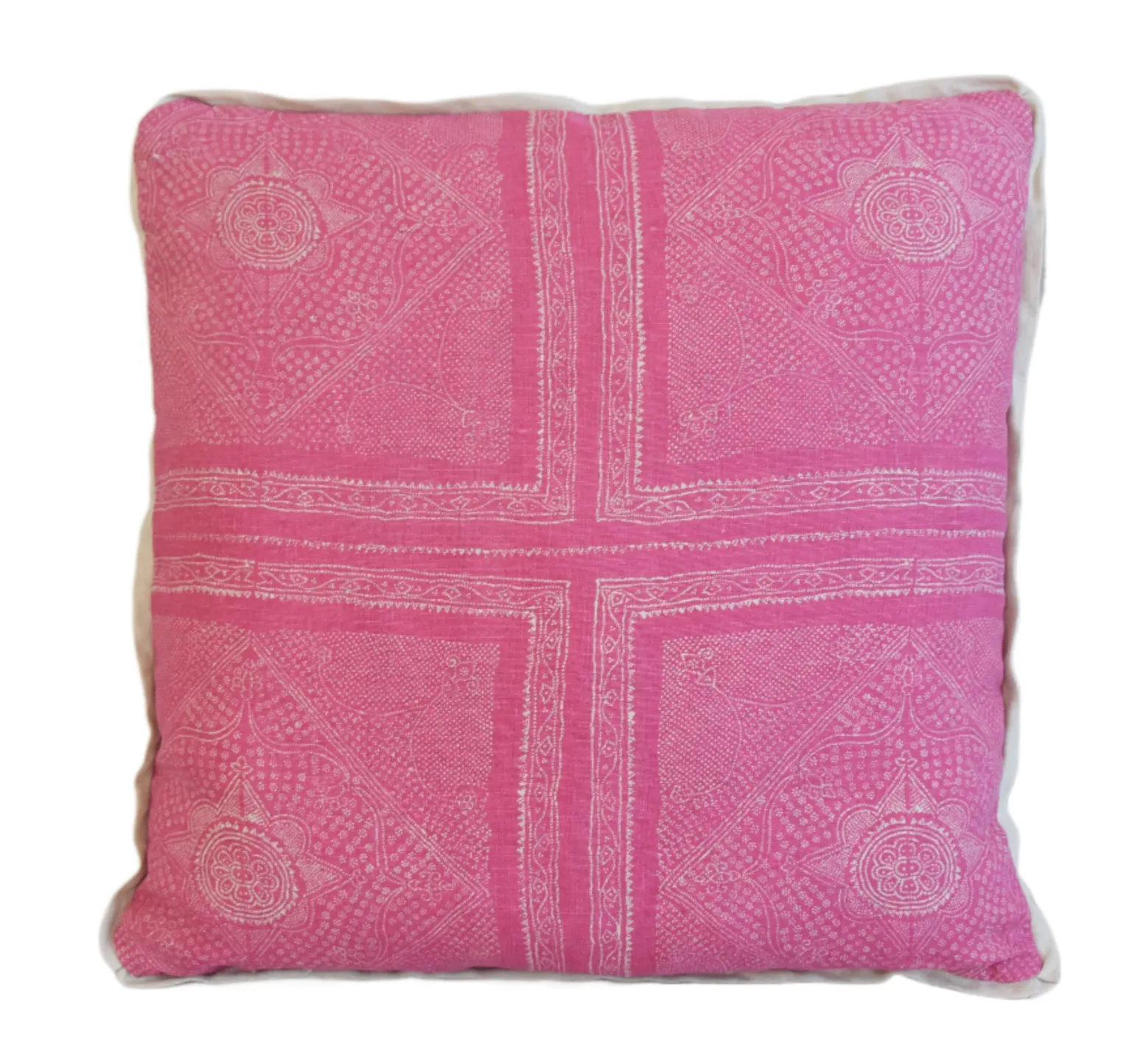 Pink White Raoul Textiles Floral Pillow