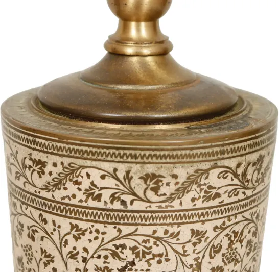 Moroccan Sgraffito Brass Lamps - a Pair - gold