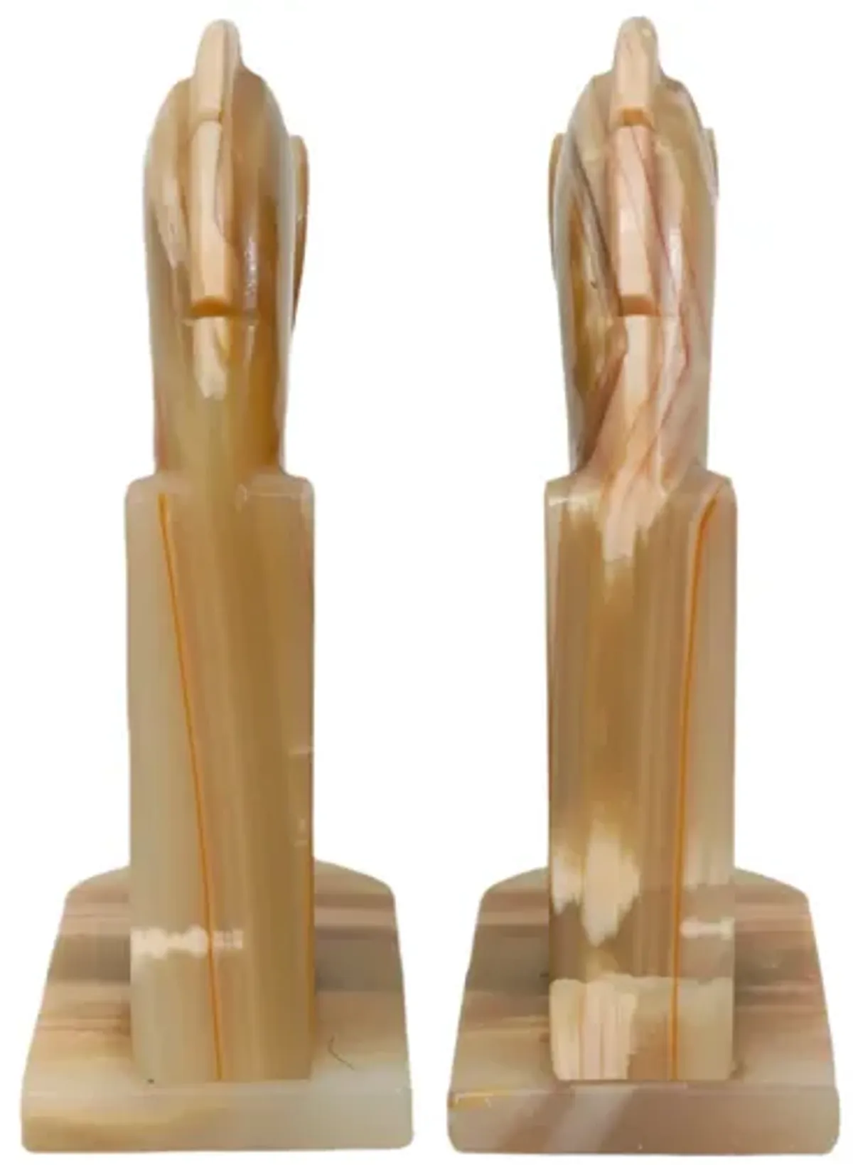 Horse Head Agate Bookends - a Pair - gold