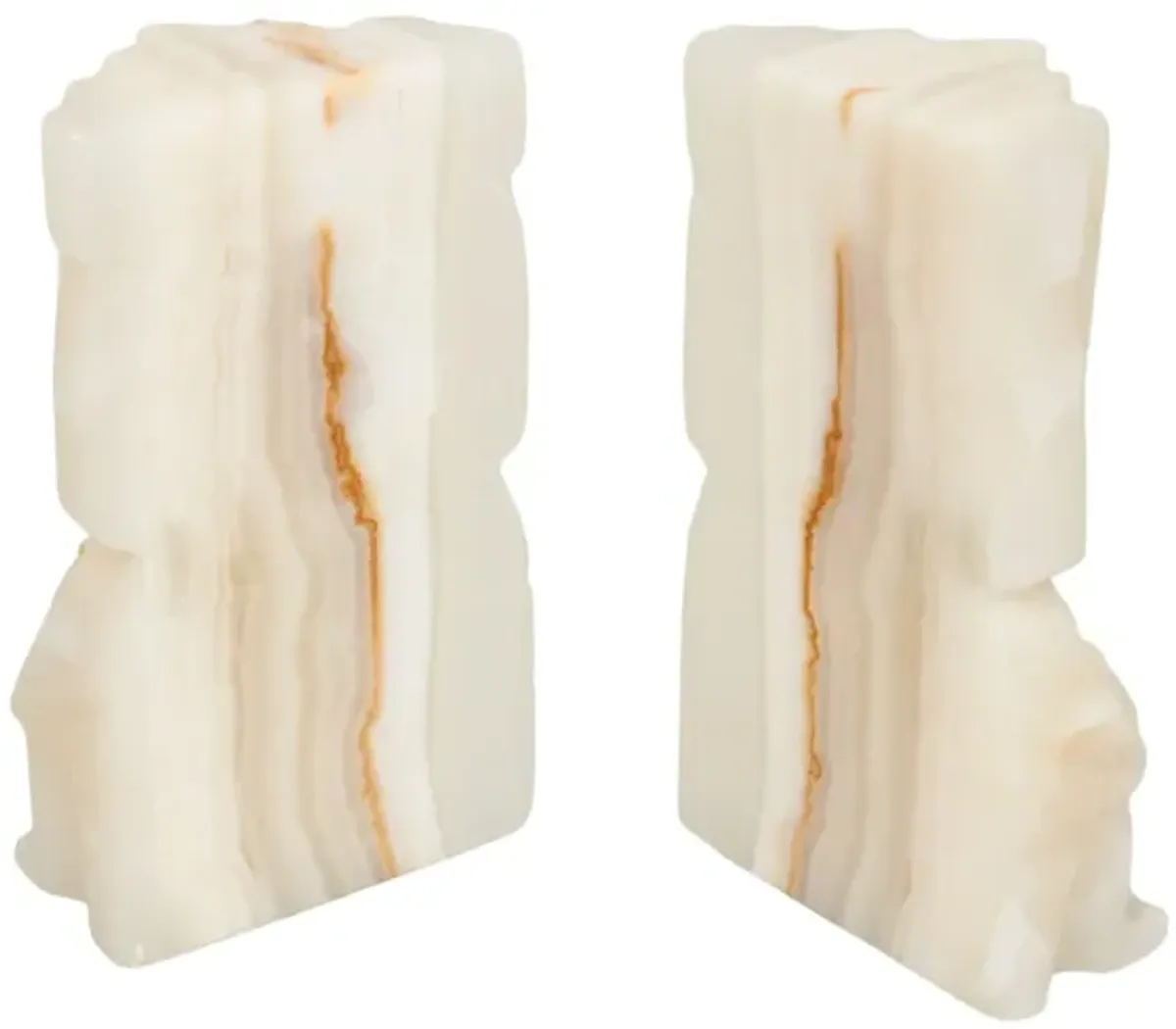 Mayan Figure Agate Bookends - a Pair - white