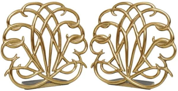 Scrolled Brass Bookends - a Pair - Interesting Things - gold