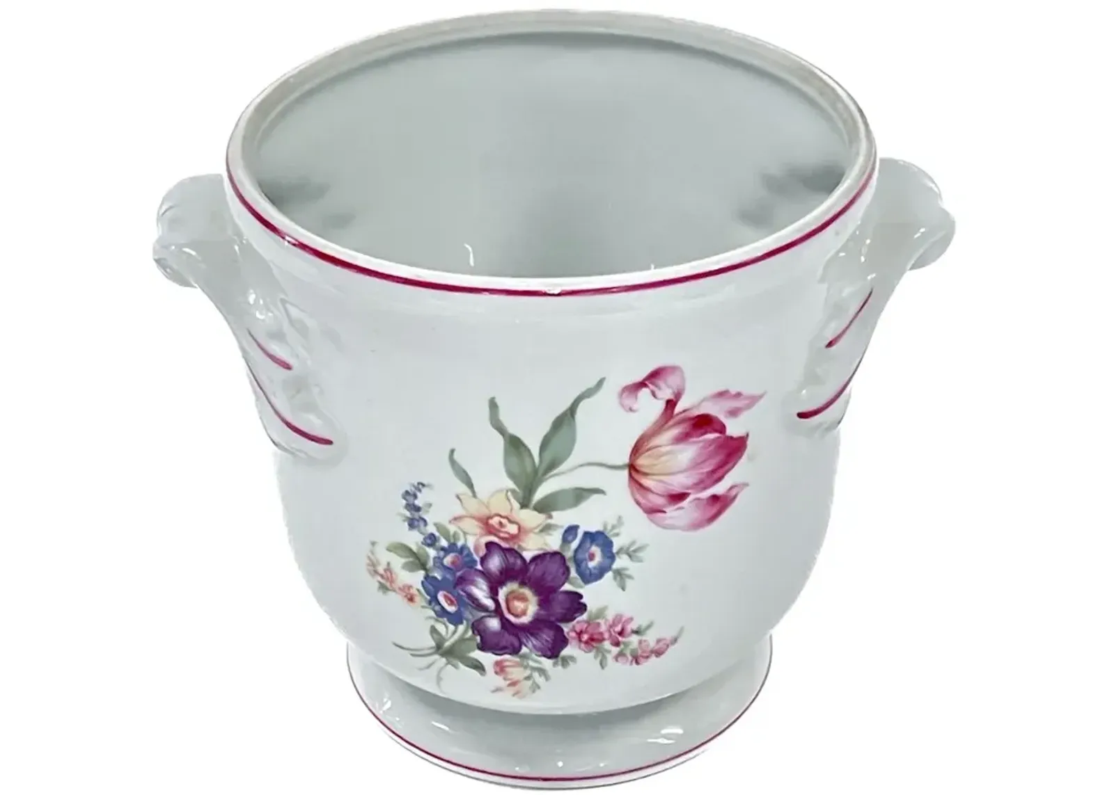 Portuguese Porcelain Floral Cachepot