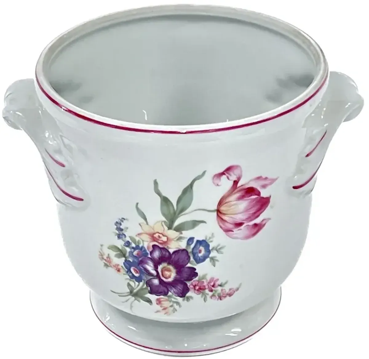 Portuguese Porcelain Floral Cachepot