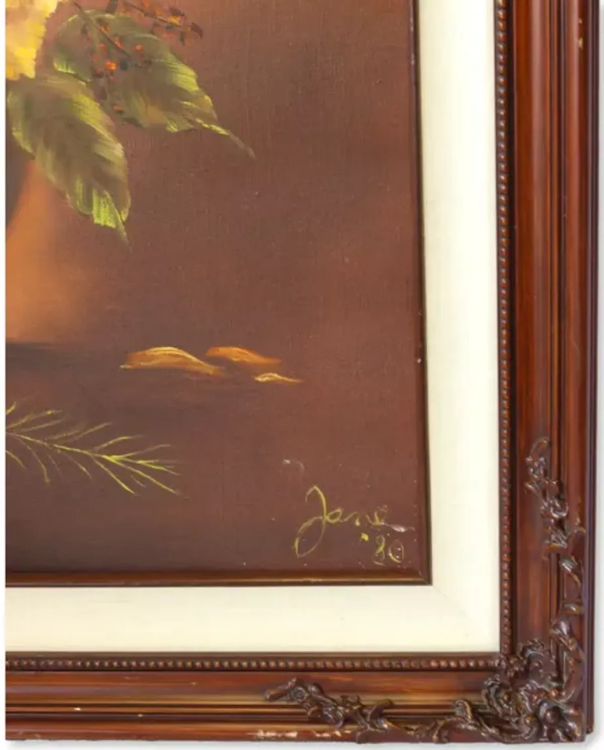 Limited Edition - MIdcentury Floral Still Life Painting - Rose Victoria - Brown