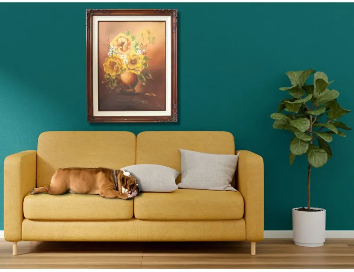 Limited Edition - MIdcentury Floral Still Life Painting - Rose Victoria - Brown