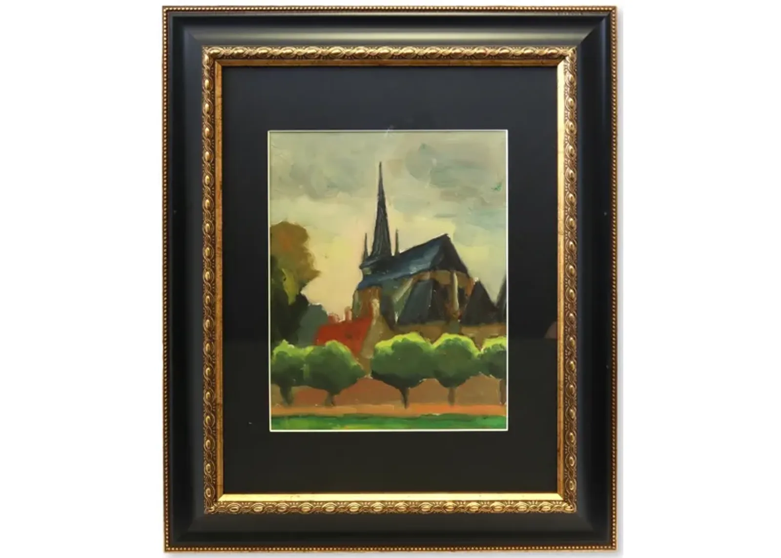 Limited Edition - Small French Rural Church Painting - Brown