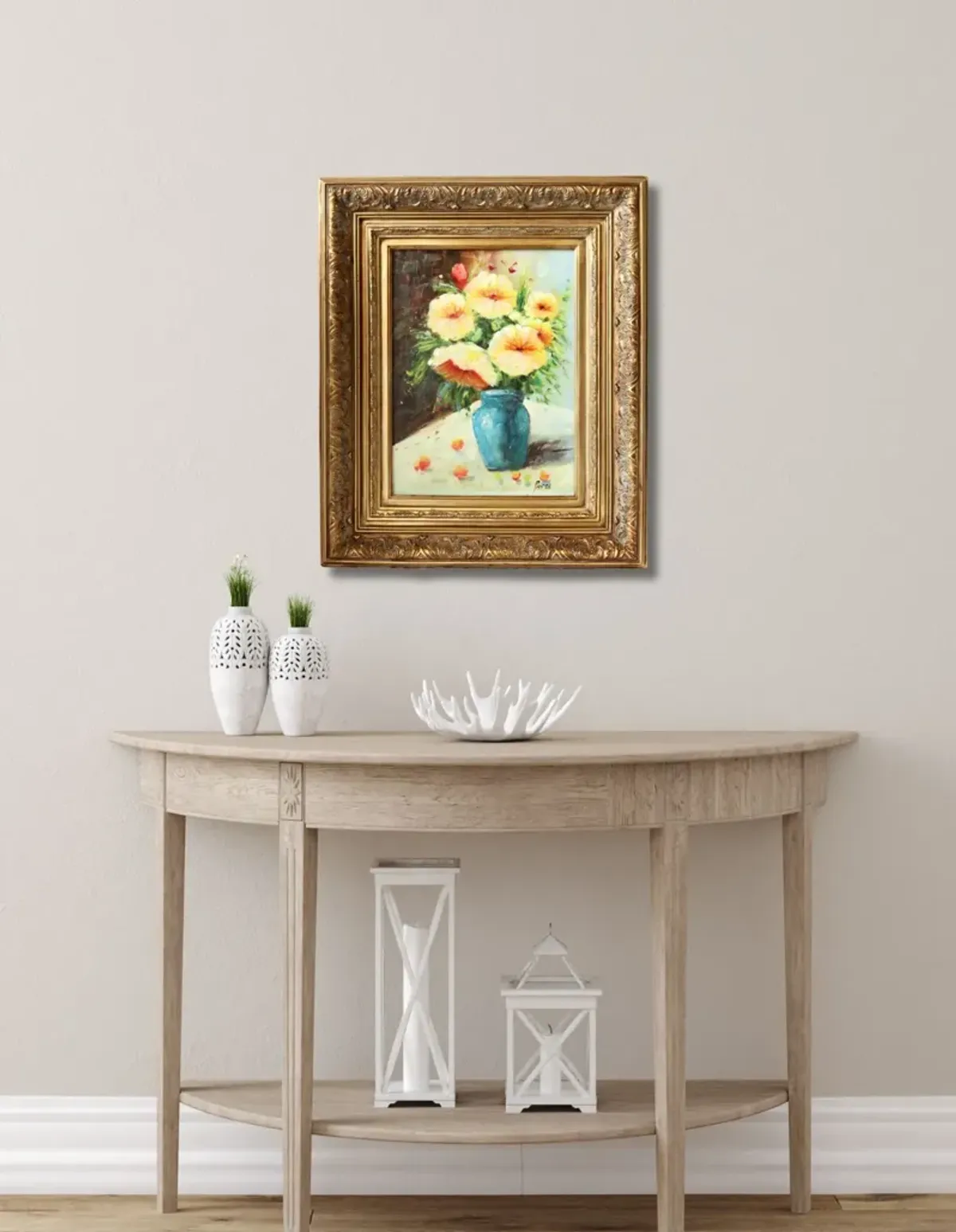 Framed Still Life Floral Oil on Canvas