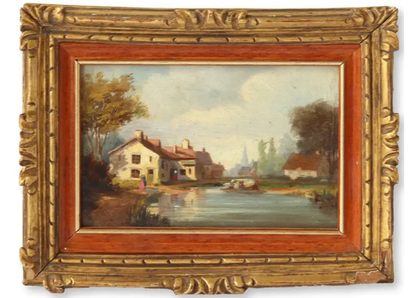 Limited Edition - 19C Miniature French River Oil Painting