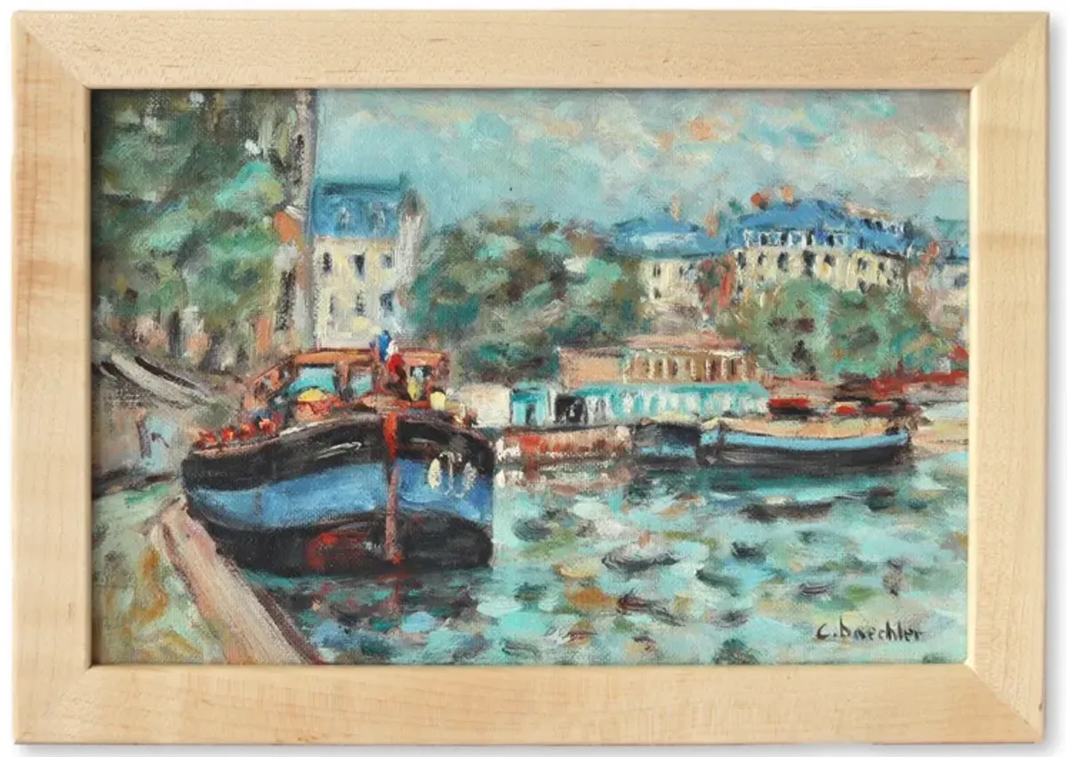 Small French Paris RIverboat Painting