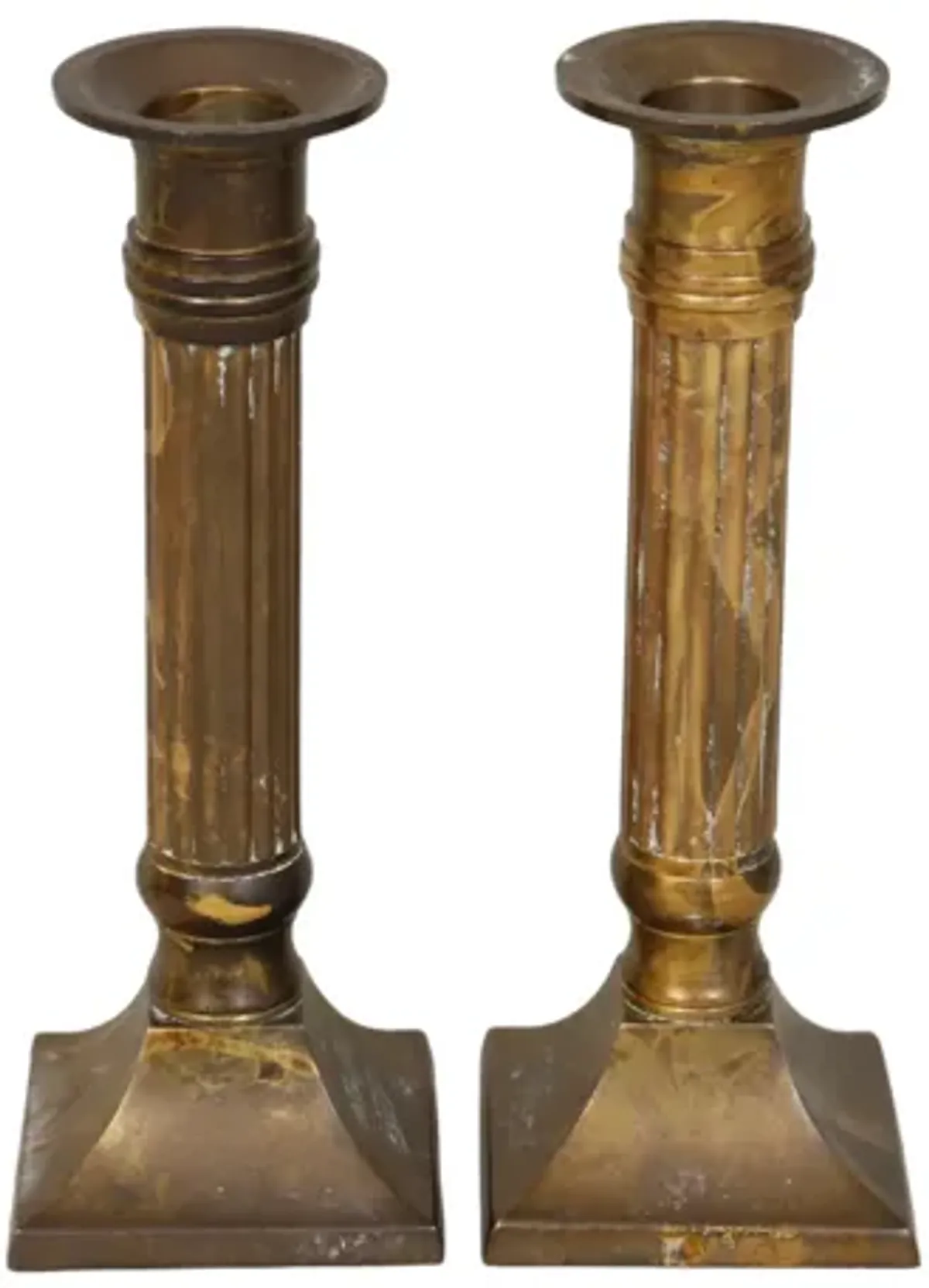 Brass Candlestick Holders - a Pair - Gold