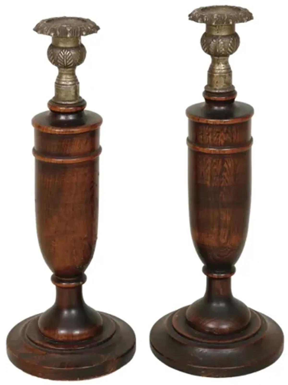 English Antique Candlesticks - a Pair - Brown