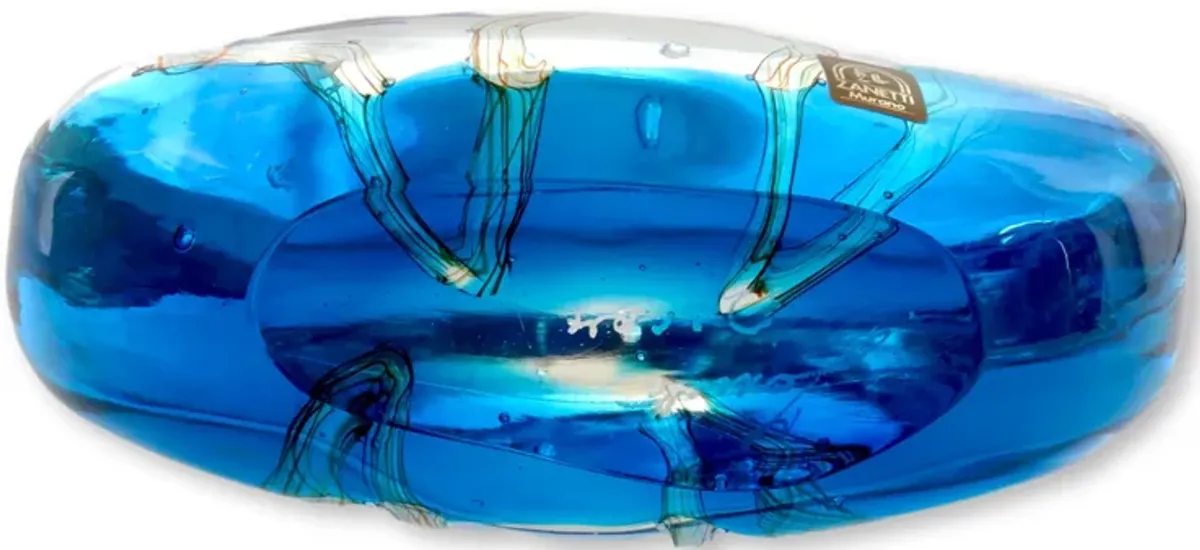 Lico Zantti Signed Murano Glass Fishbowl - Rose Victoria - Blue