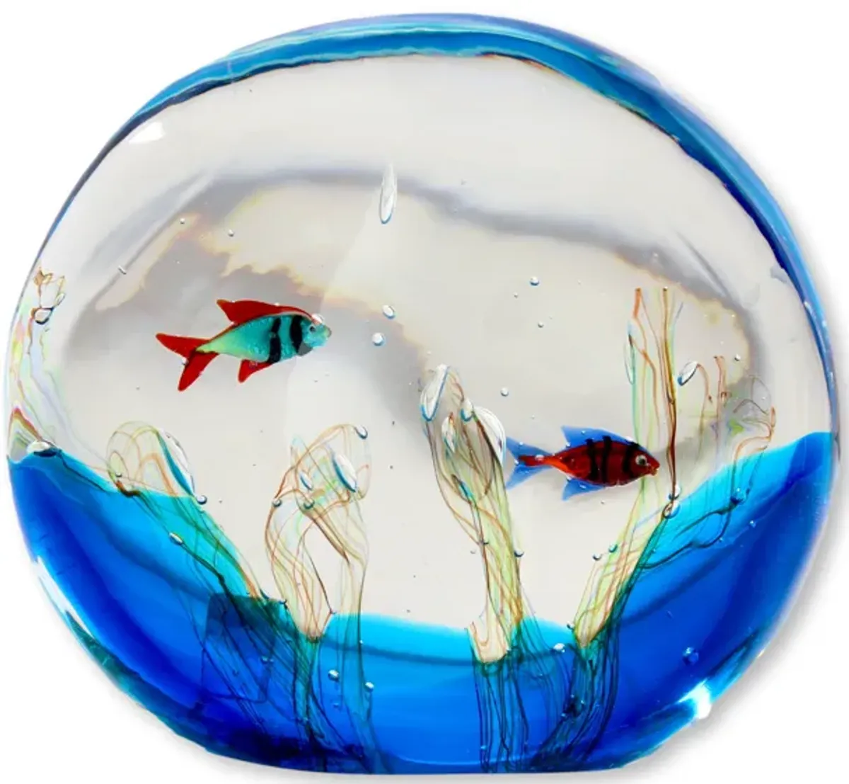 Lico Zantti Signed Murano Glass Fishbowl - Rose Victoria - Blue