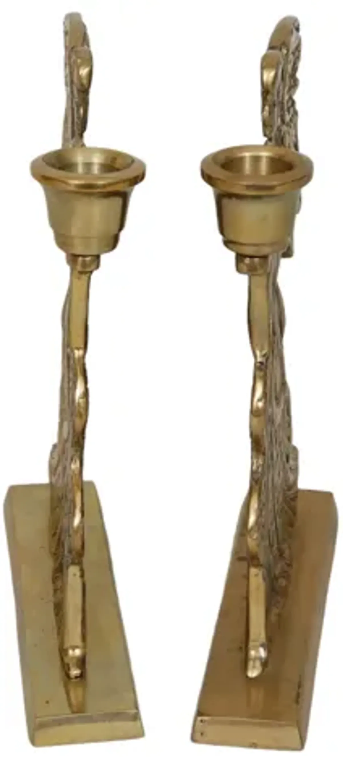 Brass Angel Candle Holders - a Pair - Brown