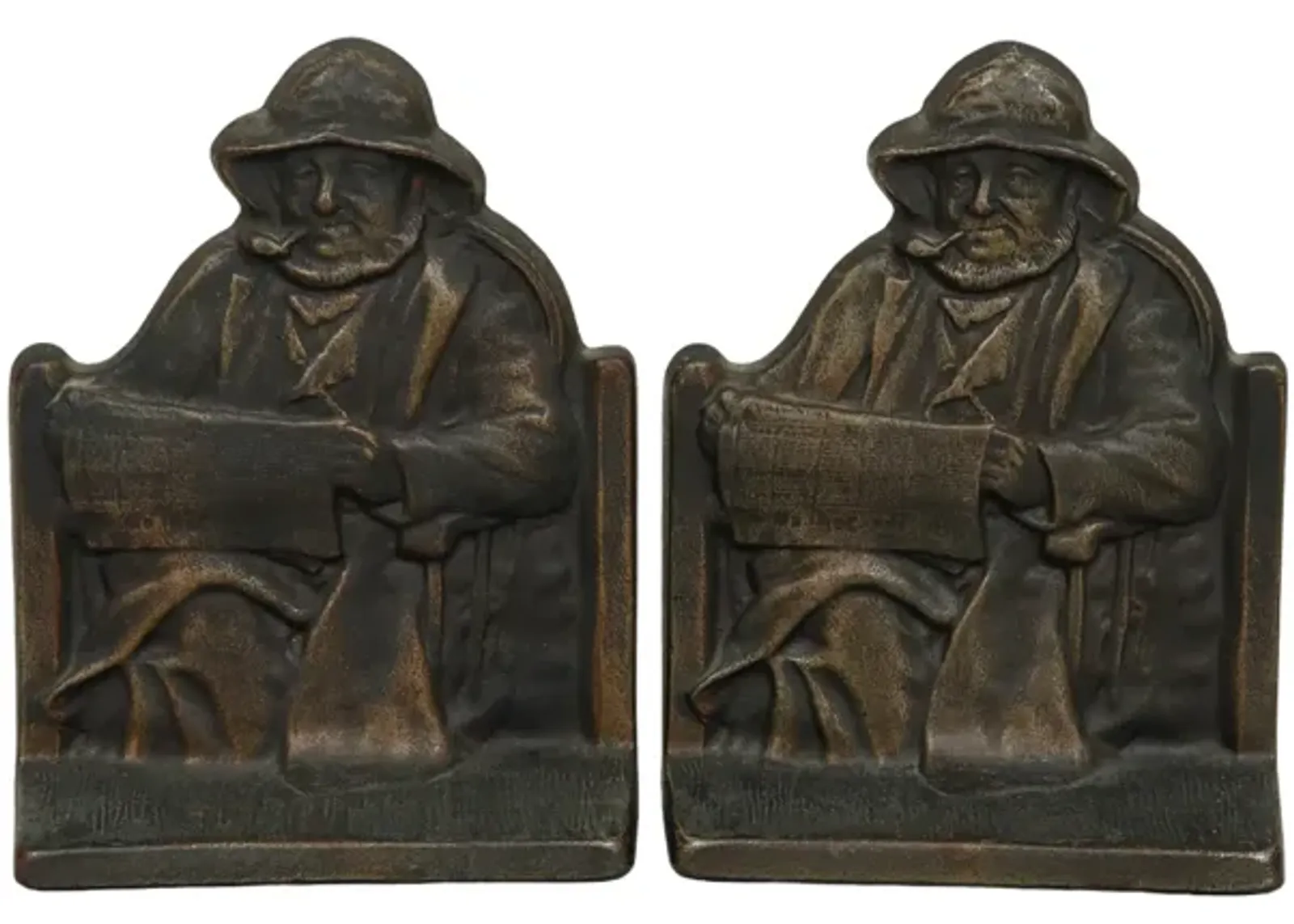 1928 Cape Cod Fisherman Bookends - a Pair - Brown