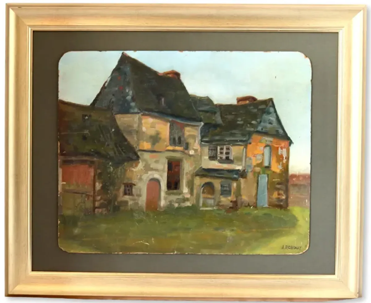 French Painting of Rural Country Home