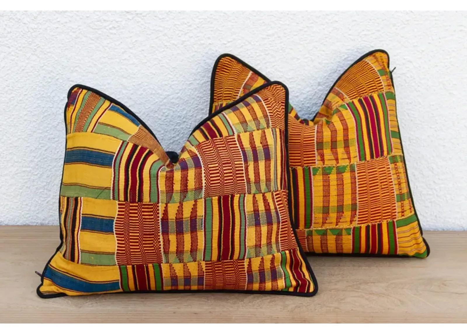 Gold Vintage African Pillow Covers.Pair