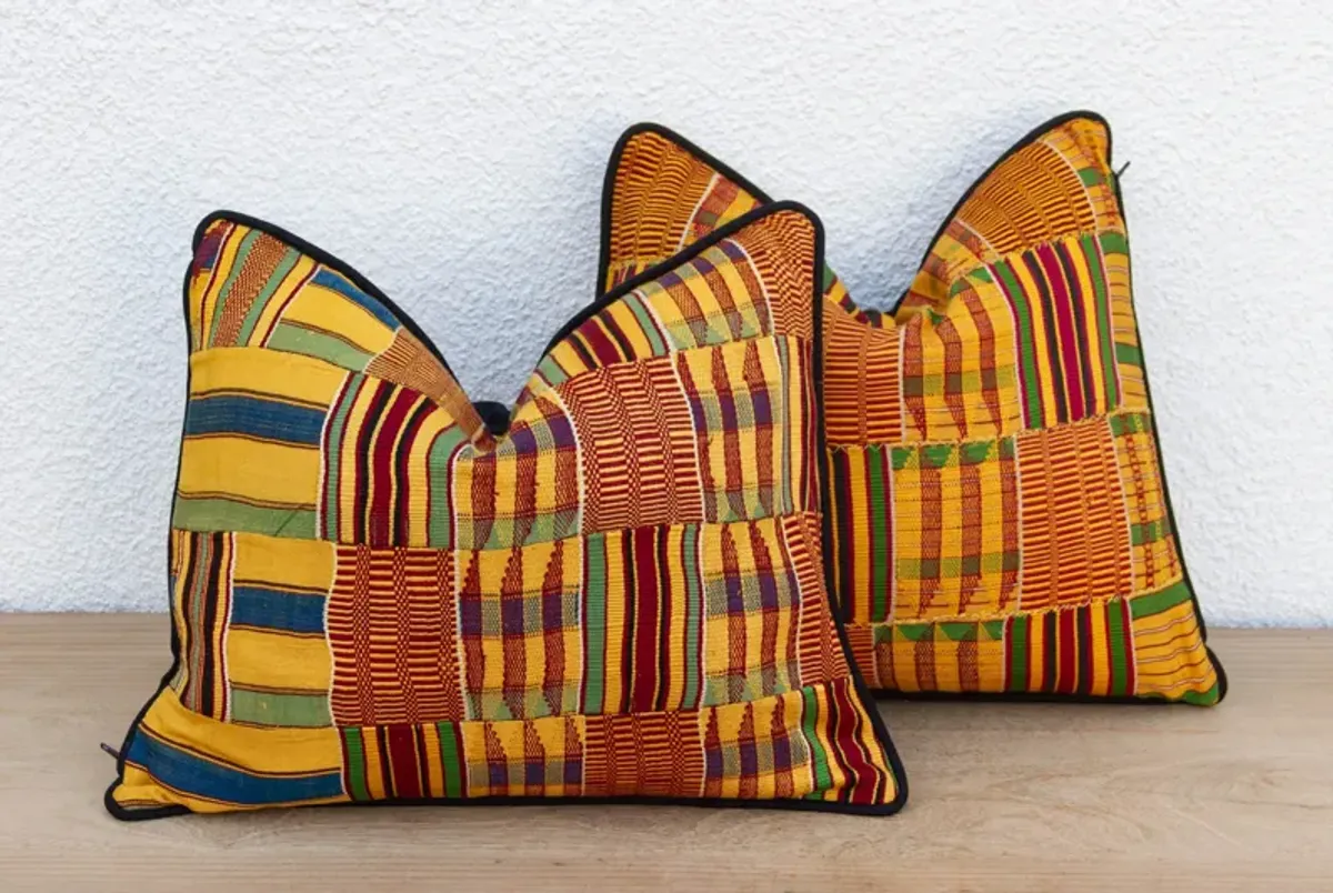 Gold Vintage African Pillow Covers.Pair