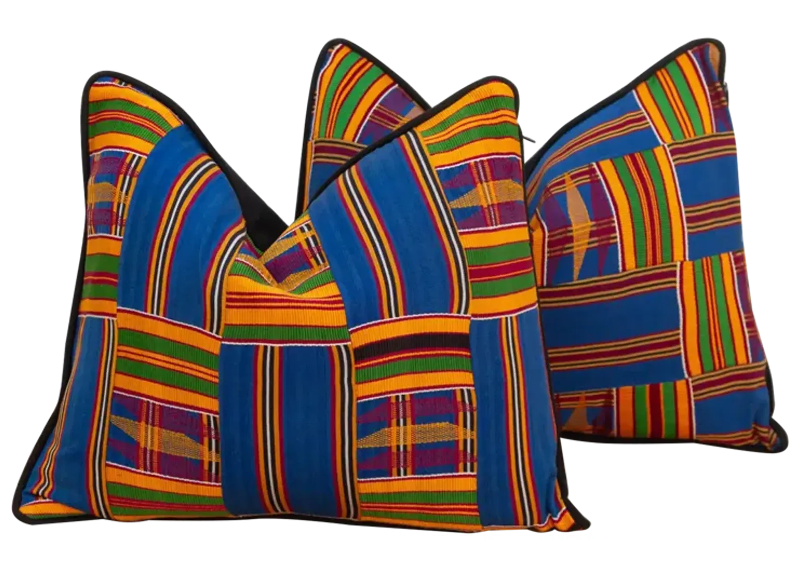 Blue Vintage African Kente Pillow Covers