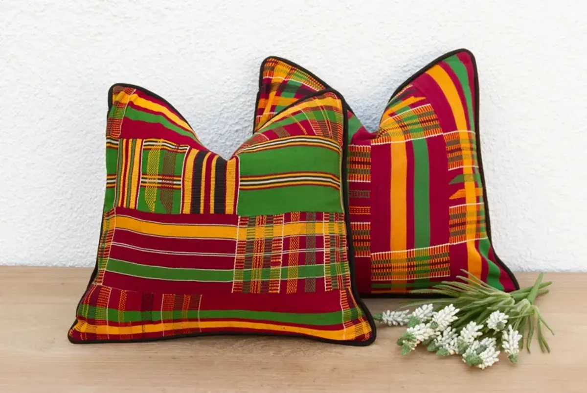 Red/Green Vintage African Pillow Covers