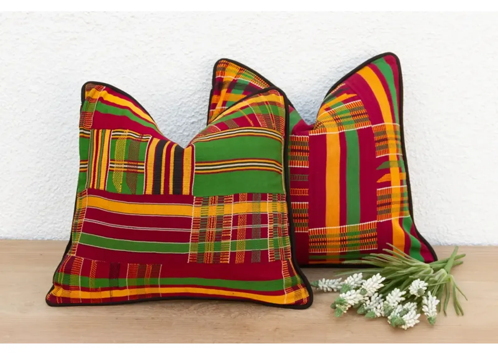 Red/Green Vintage African Pillow Covers