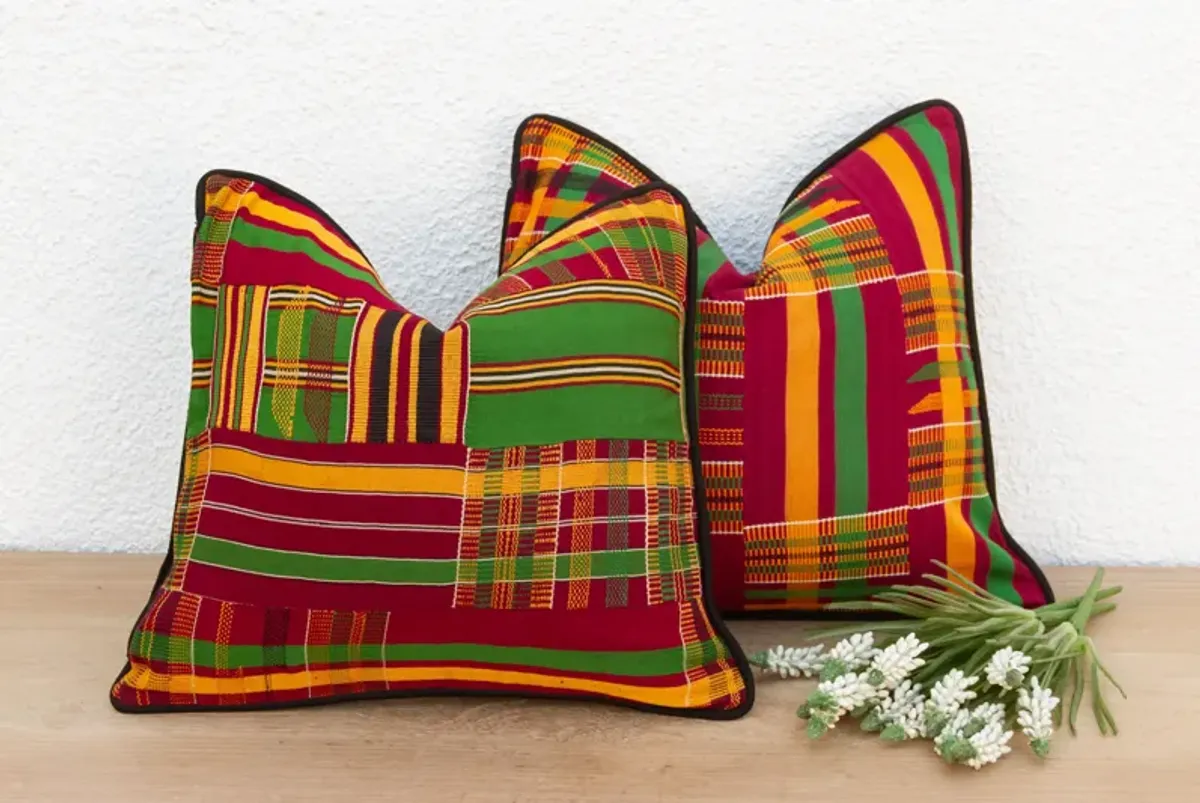 Red/Green Vintage African Pillow Covers