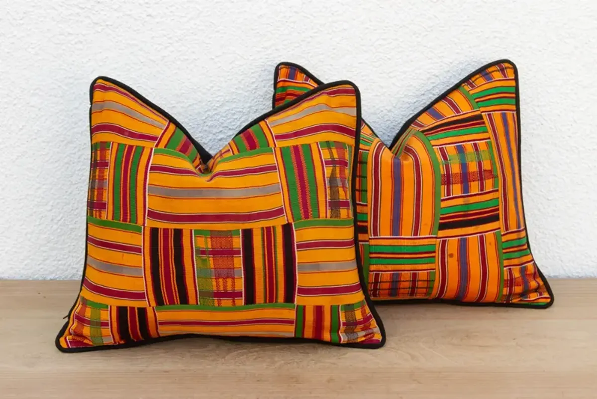 Yellow Stripe African Pillow Covers