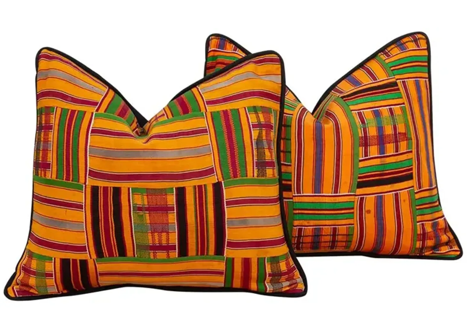 Yellow Stripe African Pillow Covers