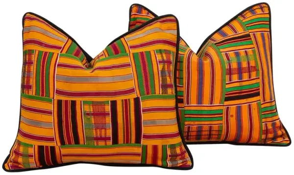 Yellow Stripe African Pillow Covers - de-cor