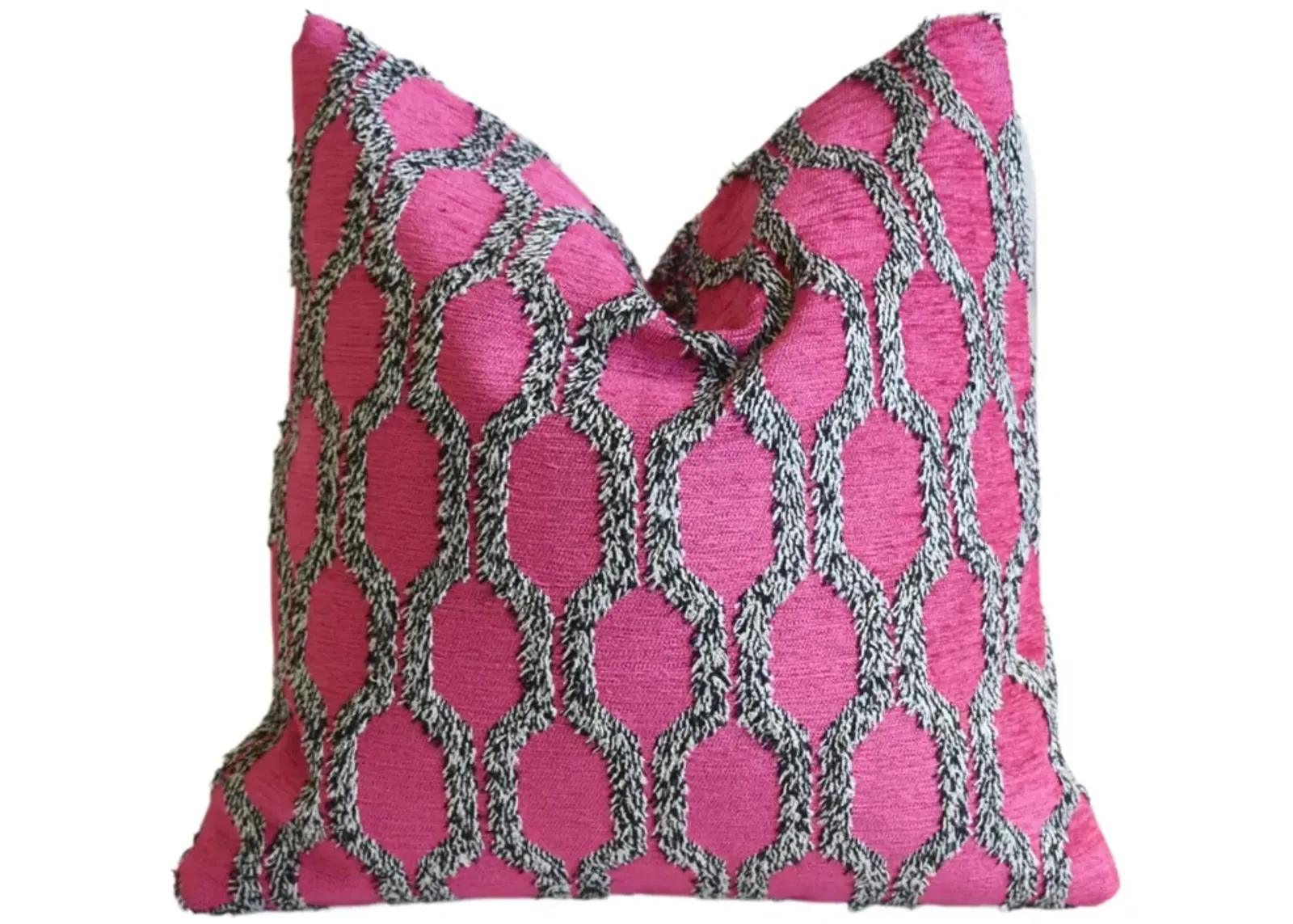 Pink W/ Black & White Shag Velvet Pillow