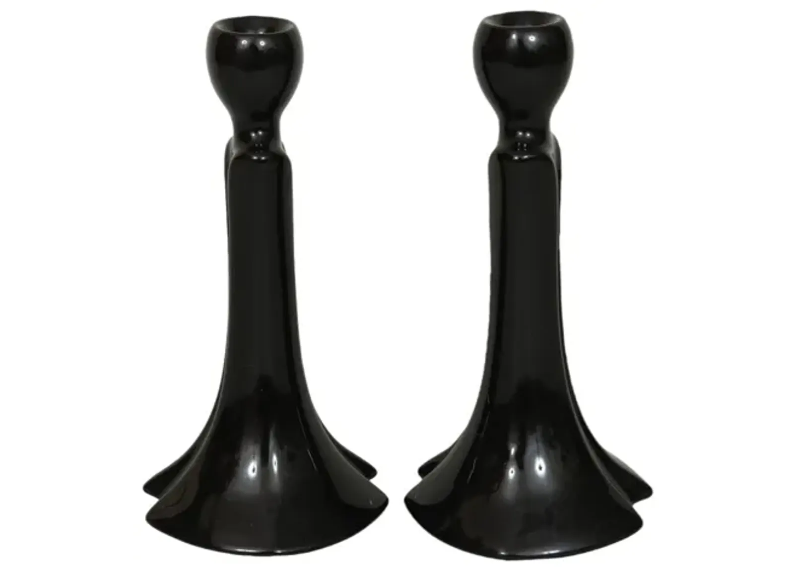 Royal Haeger Ceramic Candle Holders - Black