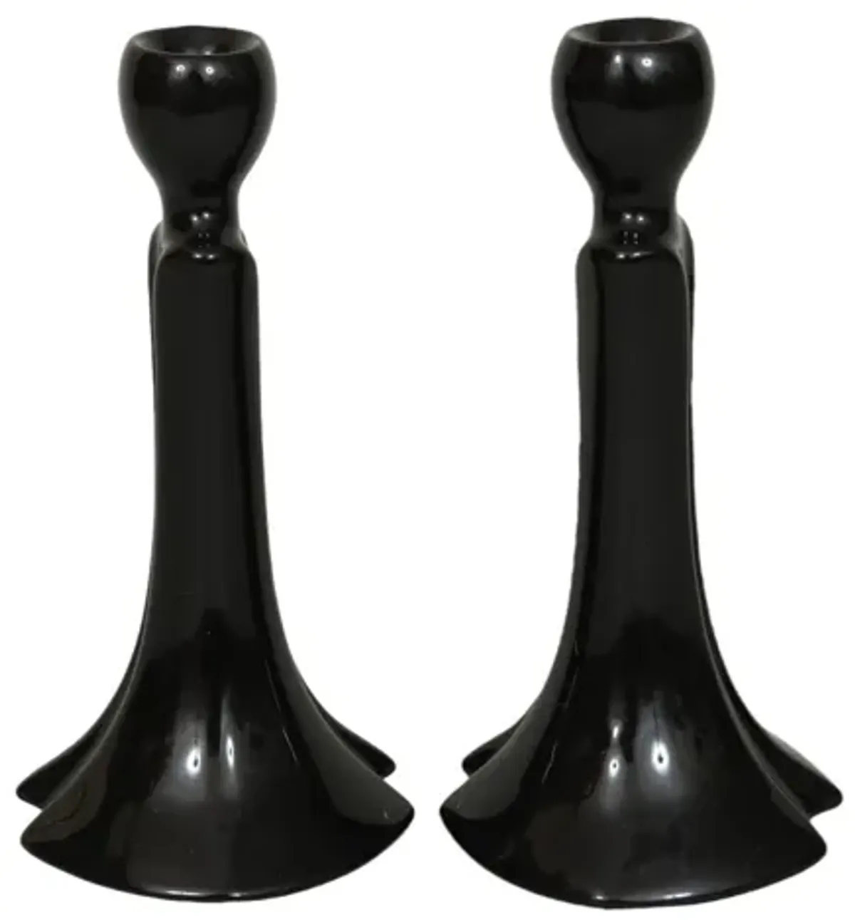 Royal Haeger Ceramic Candle Holders - Black