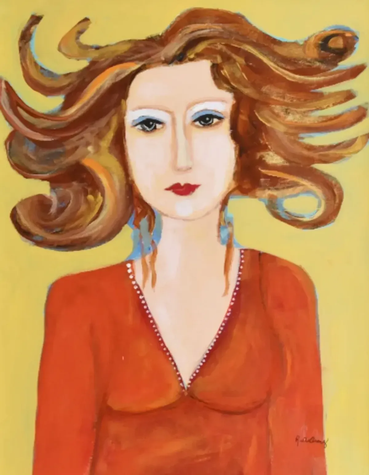 French Mademoiselle with Red Hair Painting