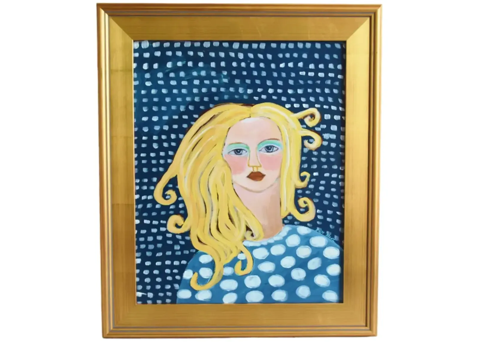 French Mademoiselle with Long Blonde Hair - Blue